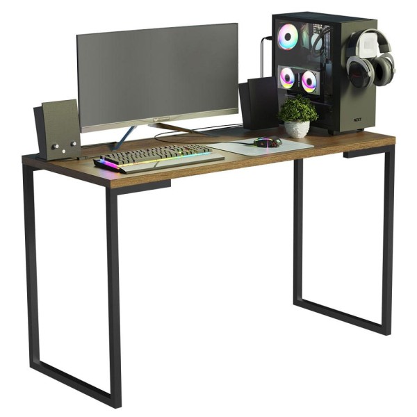 Encontraproduto.com.br - Conjunto Escritório Home Office com Mesa Industrial + Estante Escada Rustic/Preto Madesa