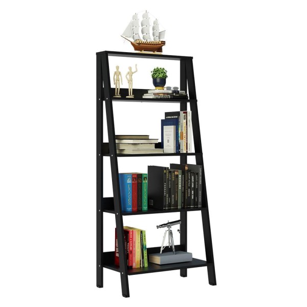 Encontraproduto.com.br - Conjunto Escritório Home Office com Mesa Industrial + Estante Escada Preto/Cinza Madesa