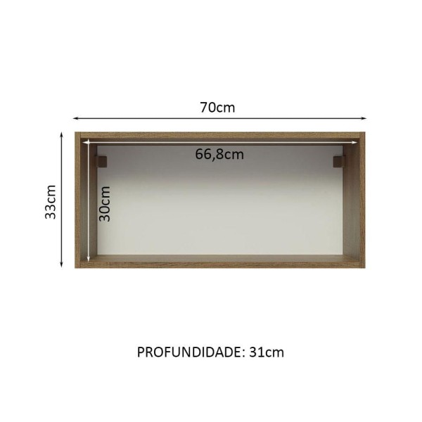 Encontraproduto.com.br - Armário Aéreo 70 Cm 1 Porta Rustic/preto Lux Rustic/preto