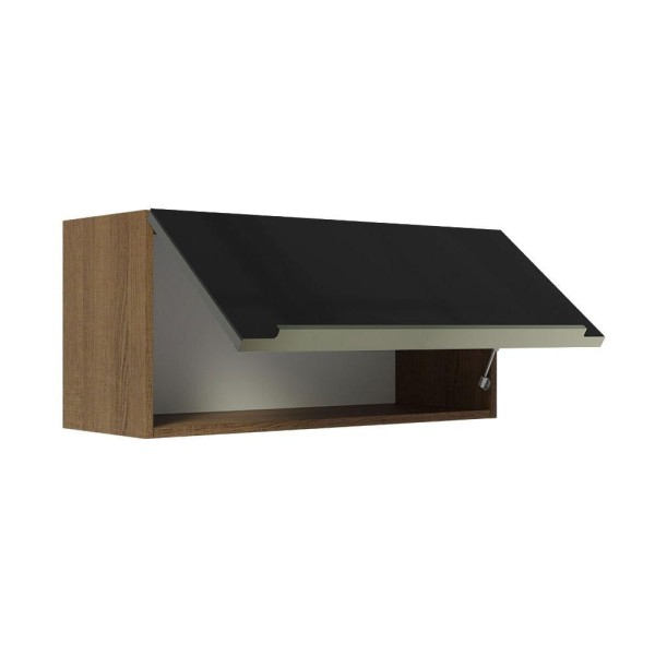 Encontraproduto.com.br - Armário Aéreo 70 Cm 1 Porta Rustic/preto Lux Rustic/preto