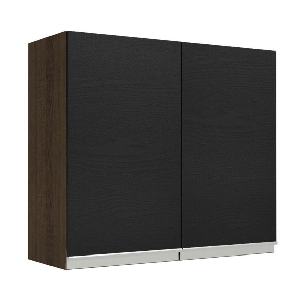 Encontraproduto.com.br - Armário Aéreo 70 Cm 2 Portas Rustic/preto Glamy Rustic/preto