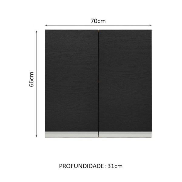 Encontraproduto.com.br - Armário Aéreo 70 Cm 2 Portas Rustic/preto Glamy Rustic/preto