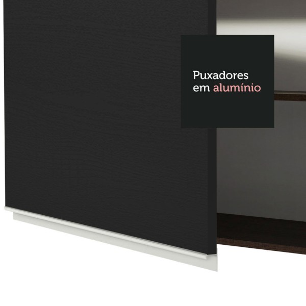 Encontraproduto.com.br - Armário Aéreo 70 Cm 2 Portas Rustic/preto Glamy Rustic/preto