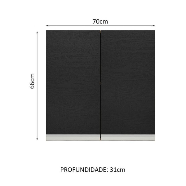 Encontraproduto.com.br - Armário Aéreo 70 Cm 2 Portas Rustic/preto Glamy Rustic/preto