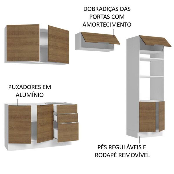 Encontraproduto.com.br - Armário de Cozinha Completa 270cm Branco/Rustic Stella Madesa 05