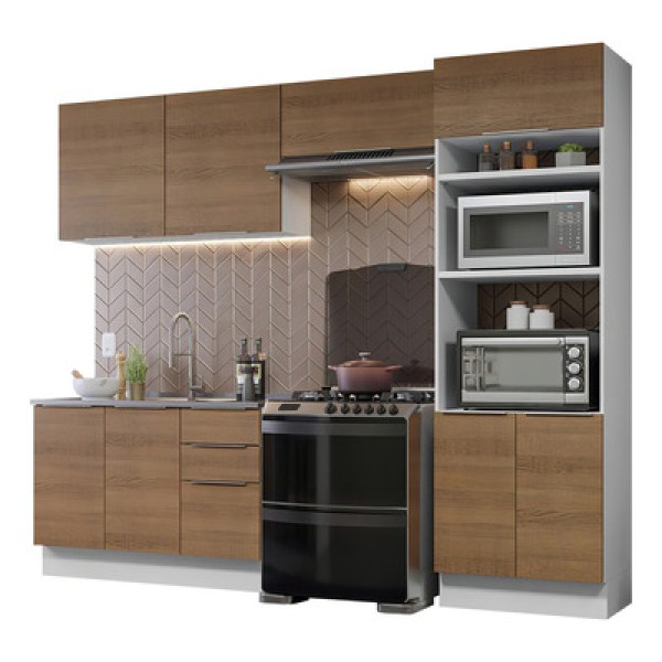Encontraproduto.com.br - Armário de Cozinha Completa 270cm Branco/Rustic Stella Madesa 05