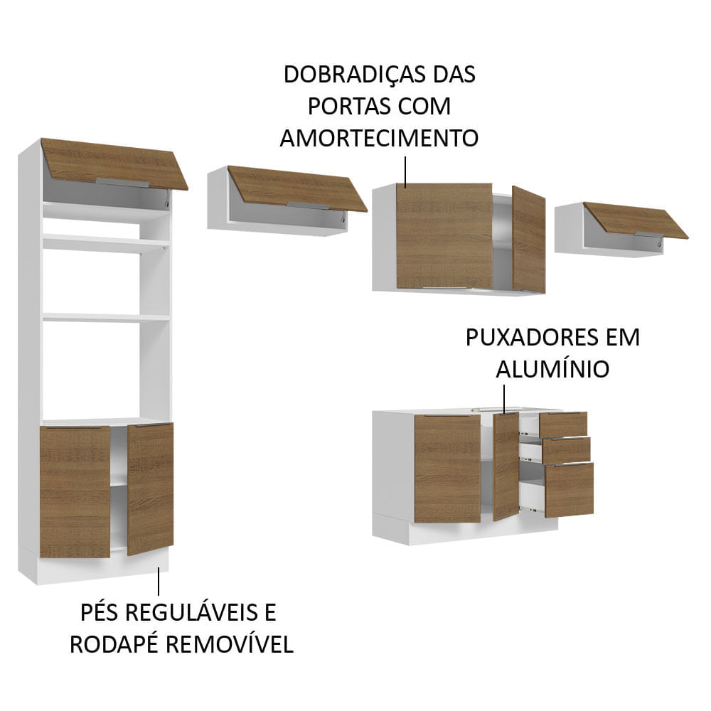 Encontraproduto.com.br - Armário De Cozinha Completa 350cm Branco/rustic Stella Madesa 01 Branco/rustic