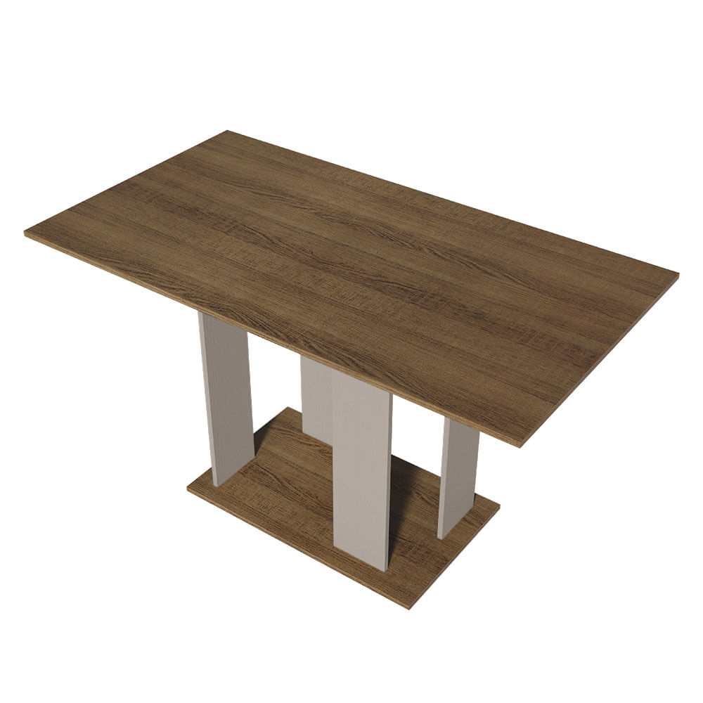 Encontraproduto.com.br - Mesa de Jantar Retangular com Tampo de Madeira Rustic/Crema 5327 Madesa