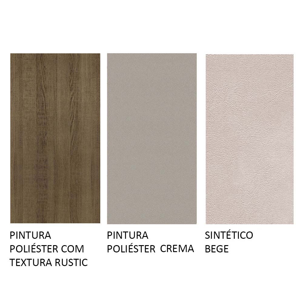 Encontraproduto.com.br - Conjunto Sala de Jantar Mesa Tampo de Madeira 6 Cadeiras Crema/Rustic/Bege Beatriz Madesa