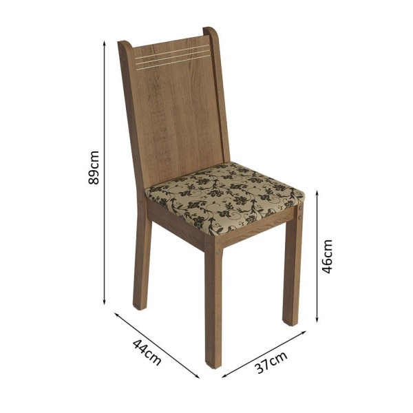 Encontraproduto.com.br - Conjunto Sala de Jantar Mesa Tampo de Vidro 4 Cadeiras Rustic/Bege Marrom Espanha Madesa