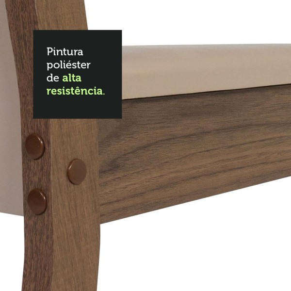 Encontraproduto.com.br - Conjunto Sala de Jantar Mesa Tampo de Vidro 4 Cadeiras Rustic/Crema/Sintético Bege Yara Madesa
