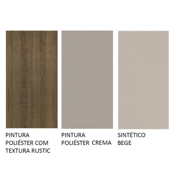 Encontraproduto.com.br - Conjunto Sala de Jantar Mesa Tampo de Vidro 6 Cadeiras Rustic/Crema/Sintético Bege Yolanda Madesa