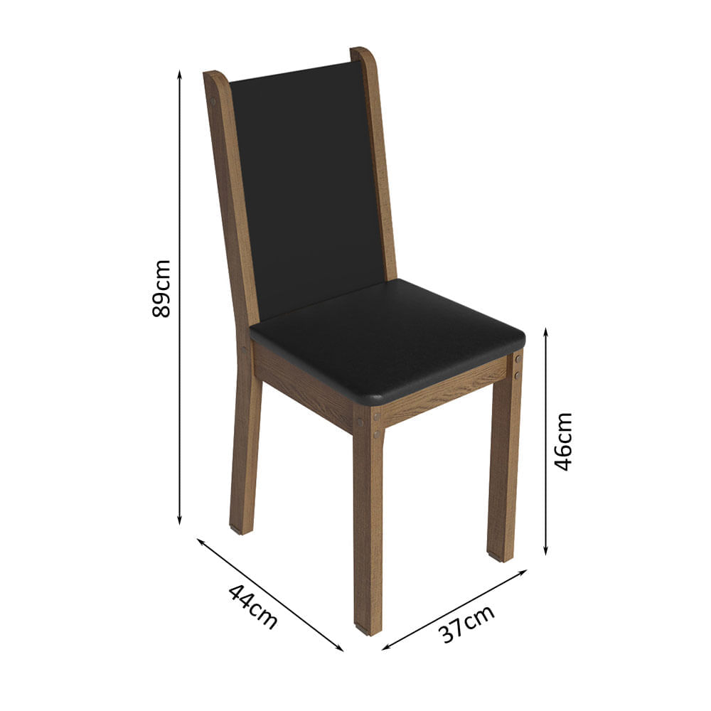 Encontraproduto.com.br - Conjunto Sala de Jantar Mesa Tampo de Vidro 6 Cadeiras Rustic/Preto Yolanda Madesa