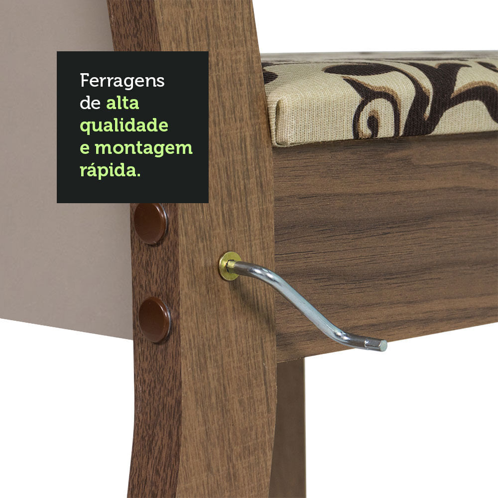 Encontraproduto.com.br - Conjunto Sala de Jantar Mesa Tampo de Madeira 8 Cadeiras Rustic/Crema/Bege Marrom Marisa Madesa