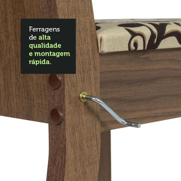 Encontraproduto.com.br - Conjunto Sala de Jantar Mesa Tampo de Vidro 4 Cadeiras Rustic/Crema/Bege Marrom Perla Madesa
