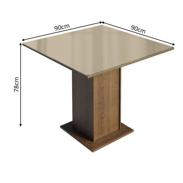 Encontraproduto.com.br - Conjunto Sala de Jantar Mesa Tampo de Vidro 4 Cadeiras Rustic/Crema/Bege Marrom Tifani Madesa