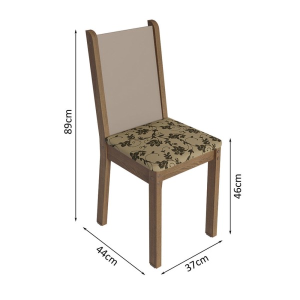 Encontraproduto.com.br - Conjunto Sala de Jantar Mesa Tampo de Vidro 4 Cadeiras Rustic/Crema/Bege Marrom Tifani Madesa