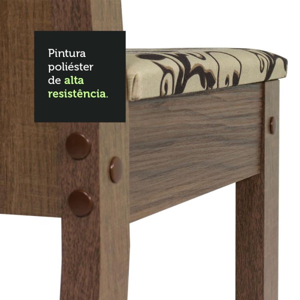 Encontraproduto.com.br - Conjunto Sala de Jantar Mesa Tampo de Madeira 6 Cadeiras Rustic/Crema/Bege Marrom Sharon Madesa
