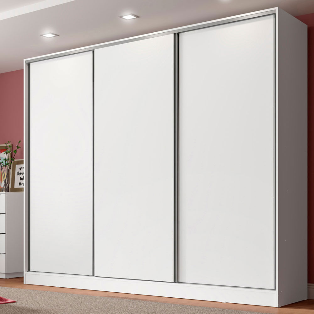 Guarda-Roupa Casal 100% MDF Madesa Royale 3 Portas de Correr Branco XP