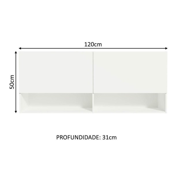 Encontraproduto.com.br - Armário Aéreo para Quarto com Nicho e Prateleira 120cm Branco Madesa