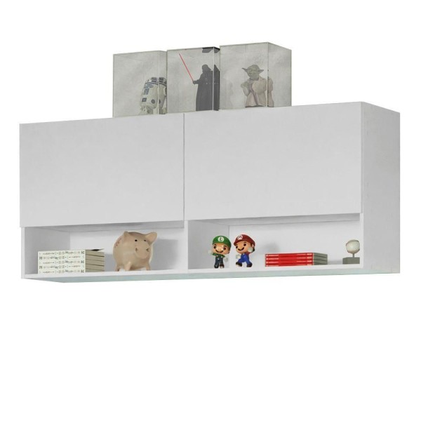 Encontraproduto.com.br - Armário Aéreo para Quarto com Nicho e Prateleira 120cm Branco Madesa