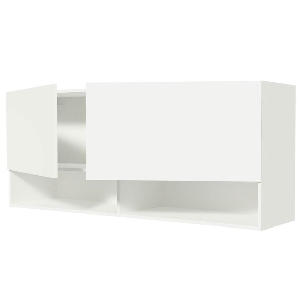 Encontraproduto.com.br - Armário Aéreo para Quarto com Nicho e Prateleira 120cm Branco Madesa
