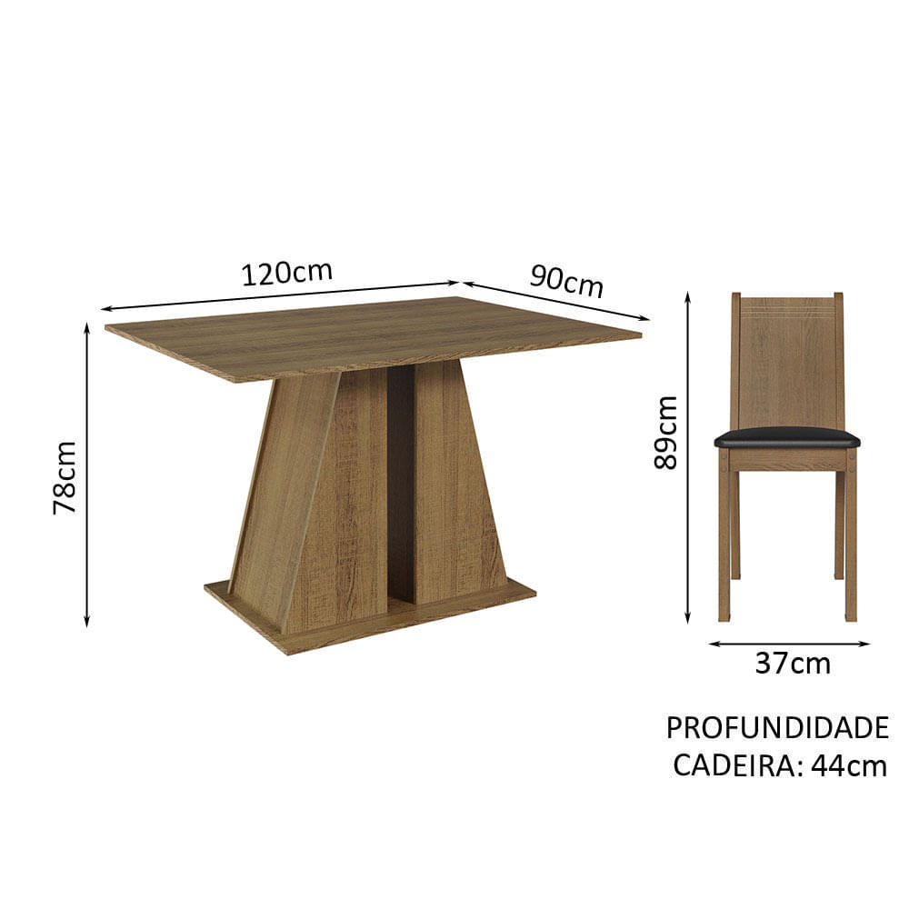 Encontraproduto.com.br - Conjunto Sala de Jantar Mesa Tampo de Madeira 6 Cadeiras Rustic/Preto Sharon Madesa