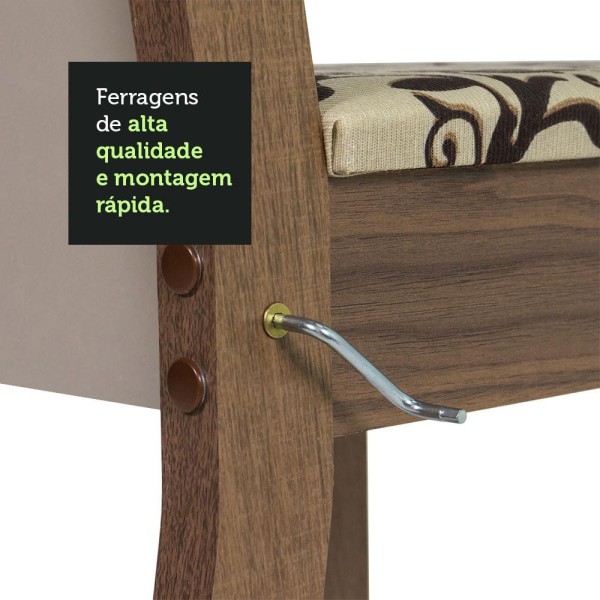 Encontraproduto.com.br - Conjunto Sala de Jantar Mesa Tampo de Madeira 4 Cadeiras Rustic/Bege Marrom Sophie Madesa