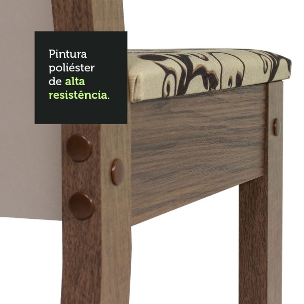 Encontraproduto.com.br - Conjunto Sala de Jantar Mesa Tampo de Madeira 4 Cadeiras Rustic/Bege Marrom Sophie Madesa