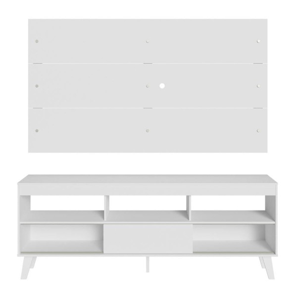 Encontraproduto.com.br - Rack com Painel para TV até 65 Polegadas com Pés Branco Texas Madesa