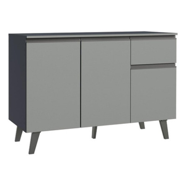 Encontraproduto.com.br - Balcão Gabinete de Pia Cozinha 3 Portas 1 Gaveta Com Pés Cinza Nice Madesa