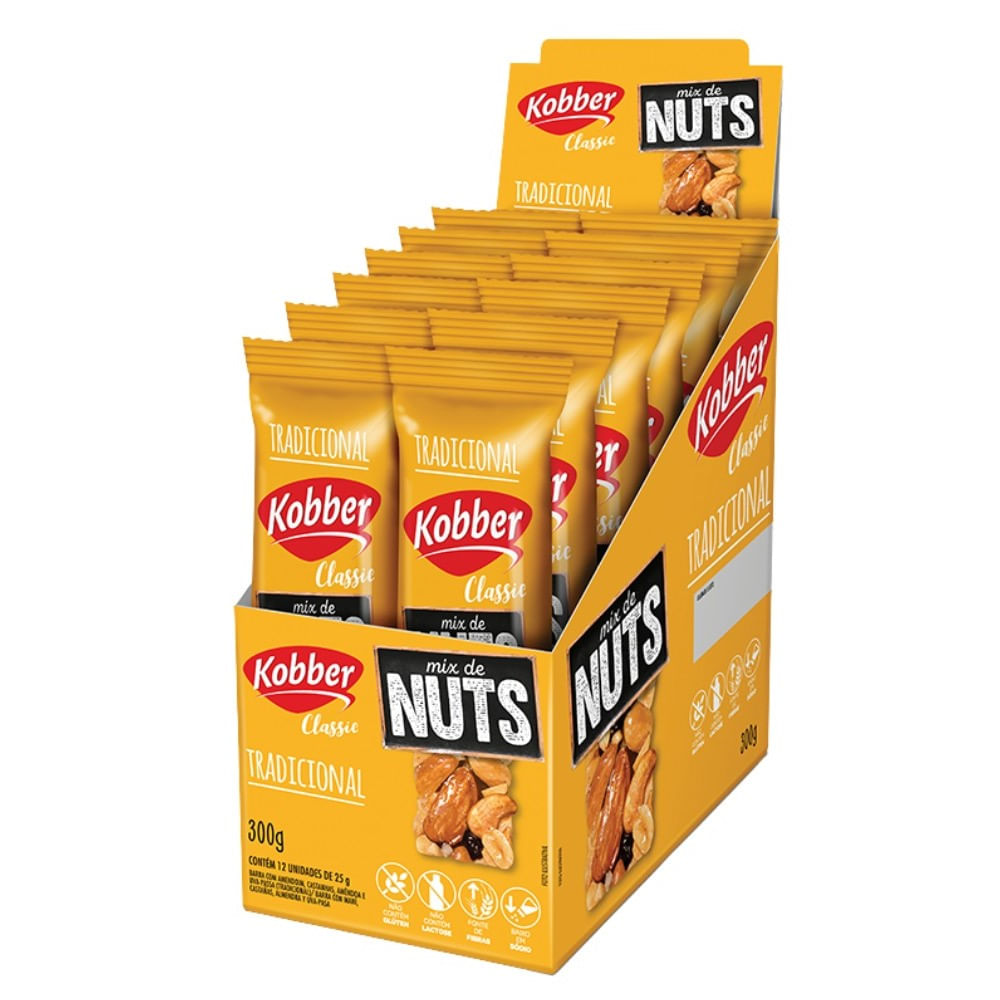 Barra de Cereais Kobber Nuts Classic Tradicional Unidade com 25g