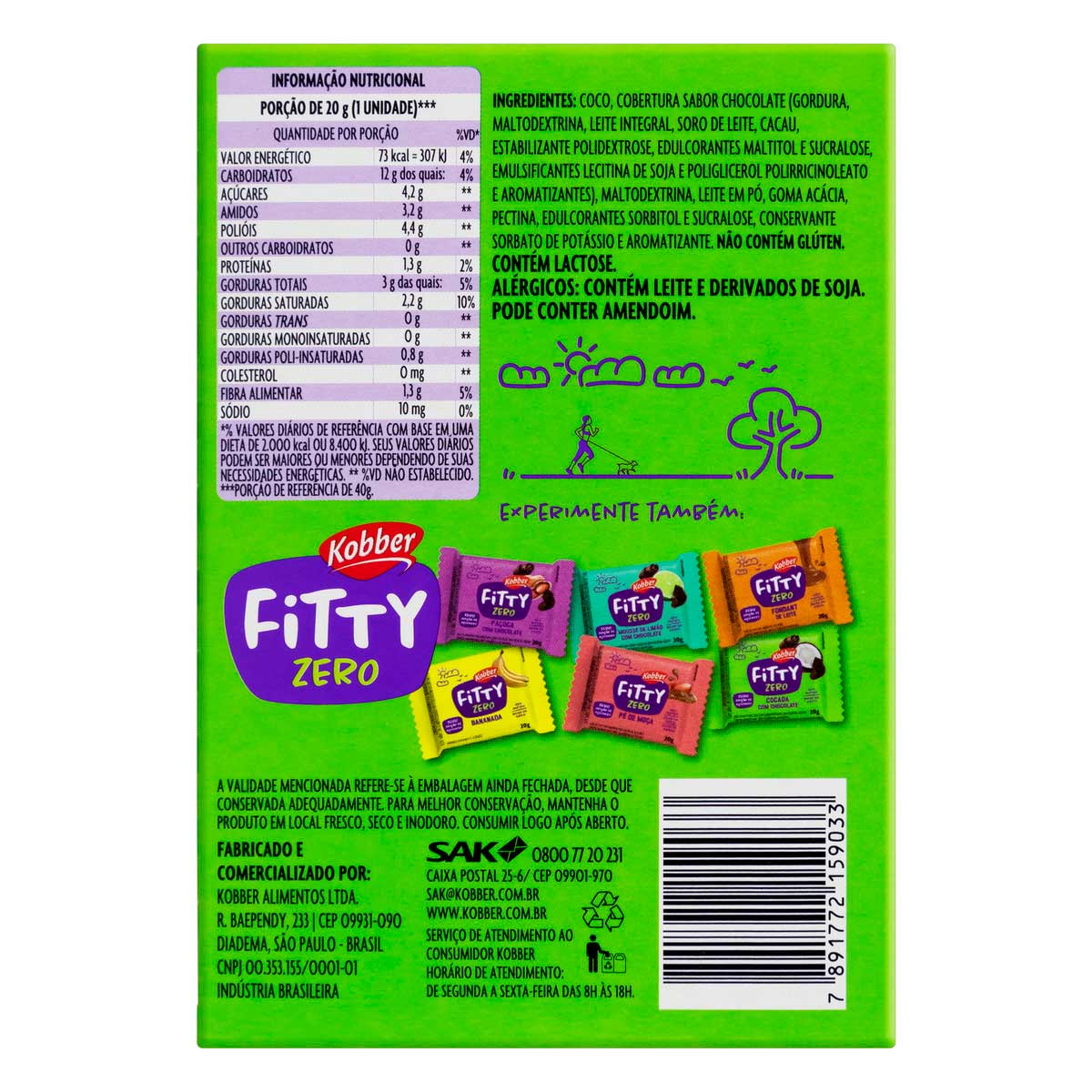 Encontraproduto.com.br - Pack Cocada com Chocolate Fitty Caixa 40 g com 2 Unidades