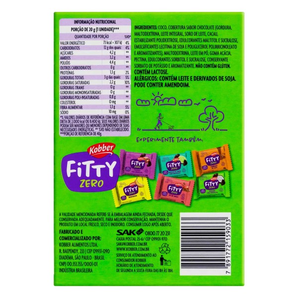 Encontraproduto.com.br - Pack Cocada com Chocolate Fitty Caixa 40 g com 2 Unidades