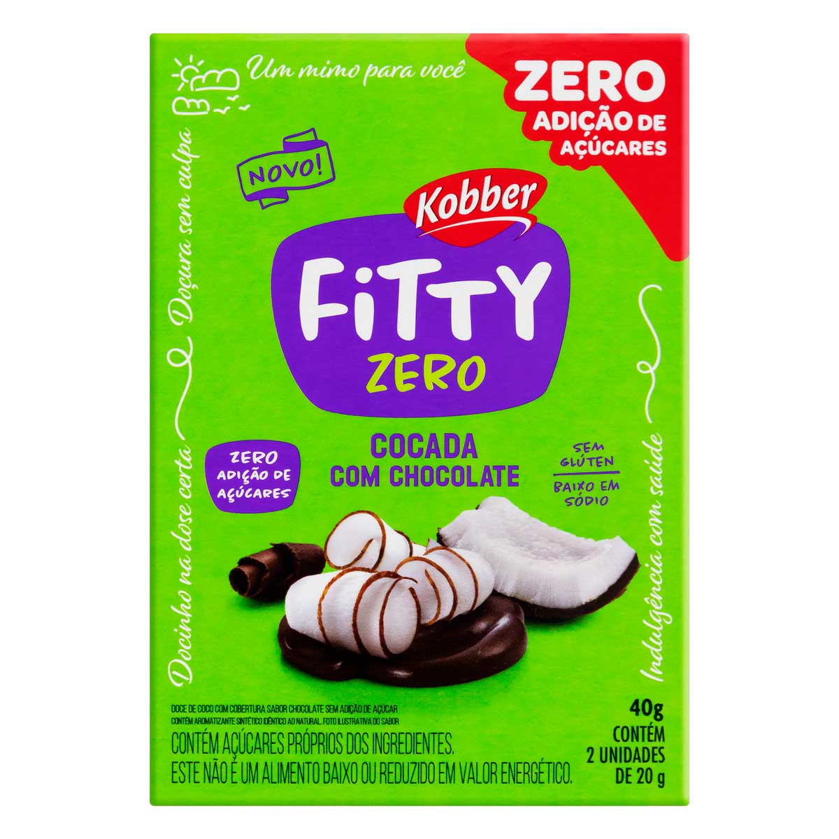 Encontraproduto.com.br - Pack Cocada com Chocolate Fitty Caixa 40 g com 2 Unidades