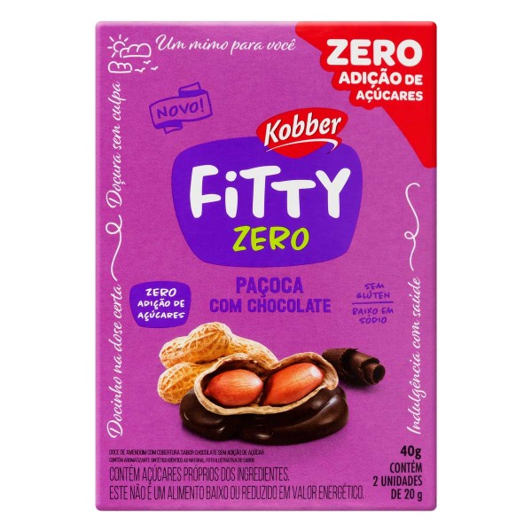 Encontraproduto.com.br - Pack Paçoca com Chocolate Fitty Caixa 40 g