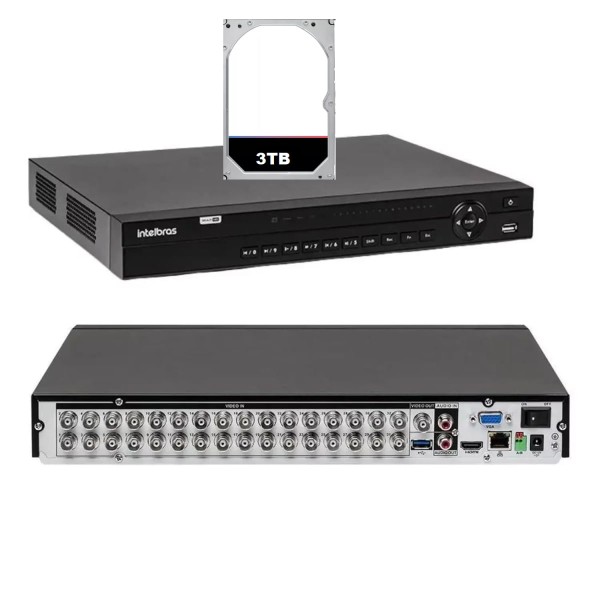 Encontraproduto.com.br - Kit 28 Cameras Segurança Full Color Intelbras Dvr 32c Intelbras 3tb