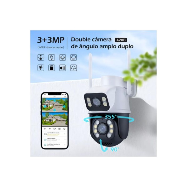 Encontraproduto.com.br - Kit 2 Câmera Importada Wi-fi Smart Lente Dupla Externa Cartão de Memória 64gb
