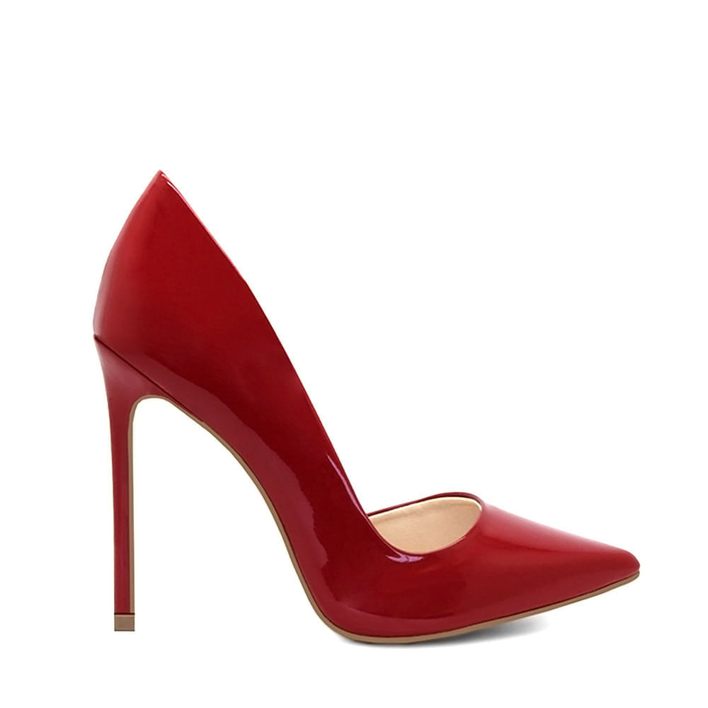 Scarpin Royalz Verniz Abertura Interna Salto Alto Fino Celine Vermelho