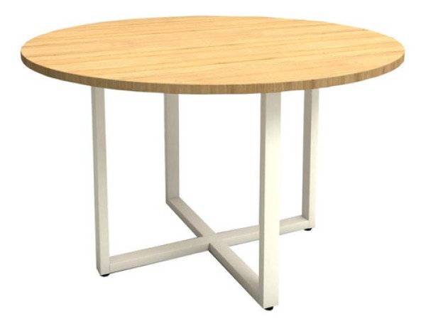 Encontraproduto.com.br - Mesa De Reunião Industrial Mac Br 1,20 M Pé Metal F5 Office Macadâmia Com Branco