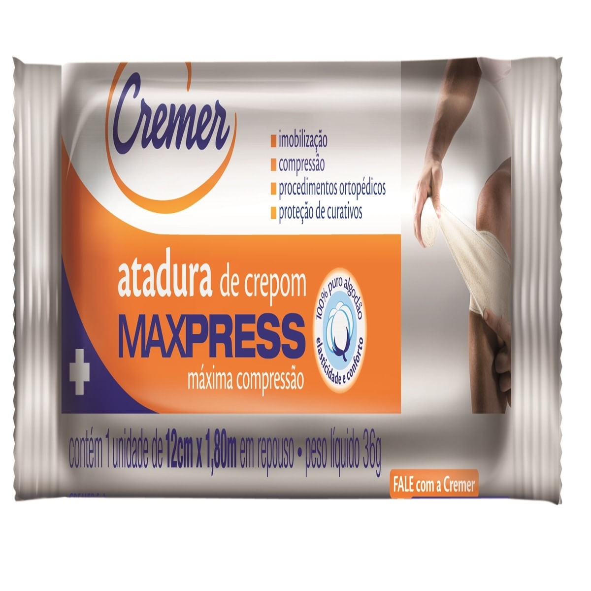 Encontraproduto.com.br - Atadura De Crepom Maxpress Cremer 12cm X 1,80m Com 1 Unidade