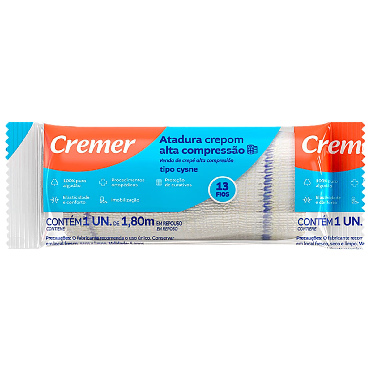 Encontraproduto.com.br - Atadura de Crepom Tipo Cysne 13 fios Cremer - 15cm x 1,80m - unidade