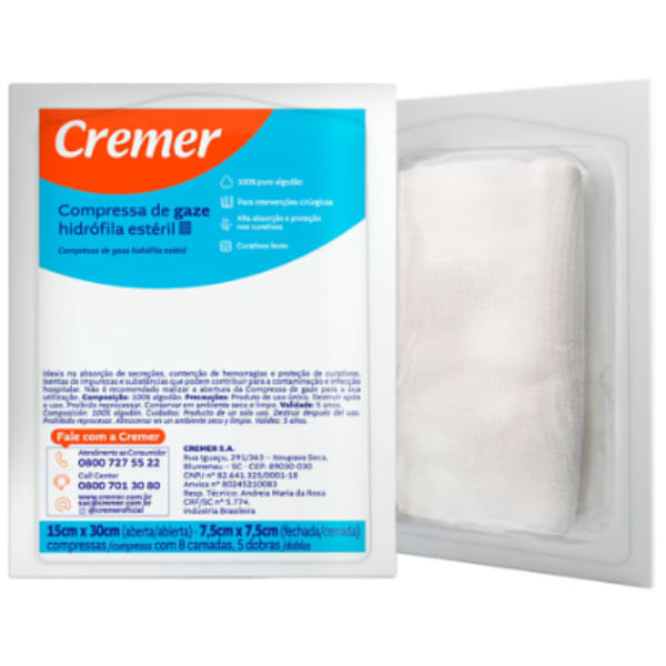 Encontraproduto.com.br - Compressa Gaze Estéril Cremer 10 Unidades