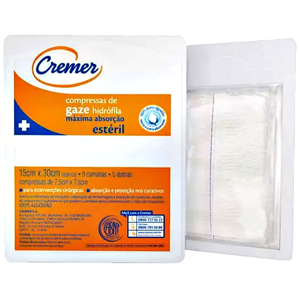 Encontraproduto.com.br - Compressa Gaze Estéril Cremer 10 Unidades