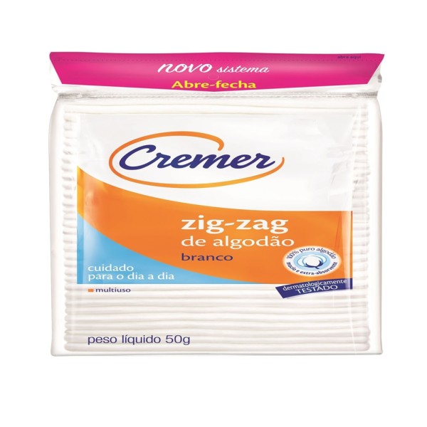 Encontraproduto.com.br - Algodão Zig-Zag Multiuso Cremer Pacote 50G