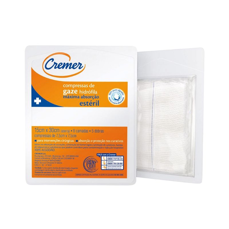 Encontraproduto.com.br - Compressa de Gaze Íris 9 Fios Estéril - Cremer