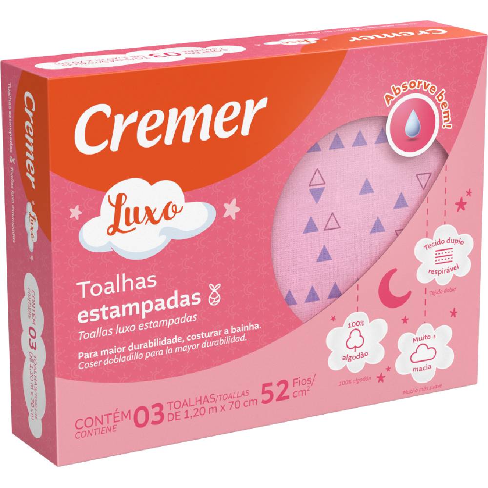 Encontraproduto.com.br - Toalha Cremer Luxo Estampa Feminina 3 Unidades