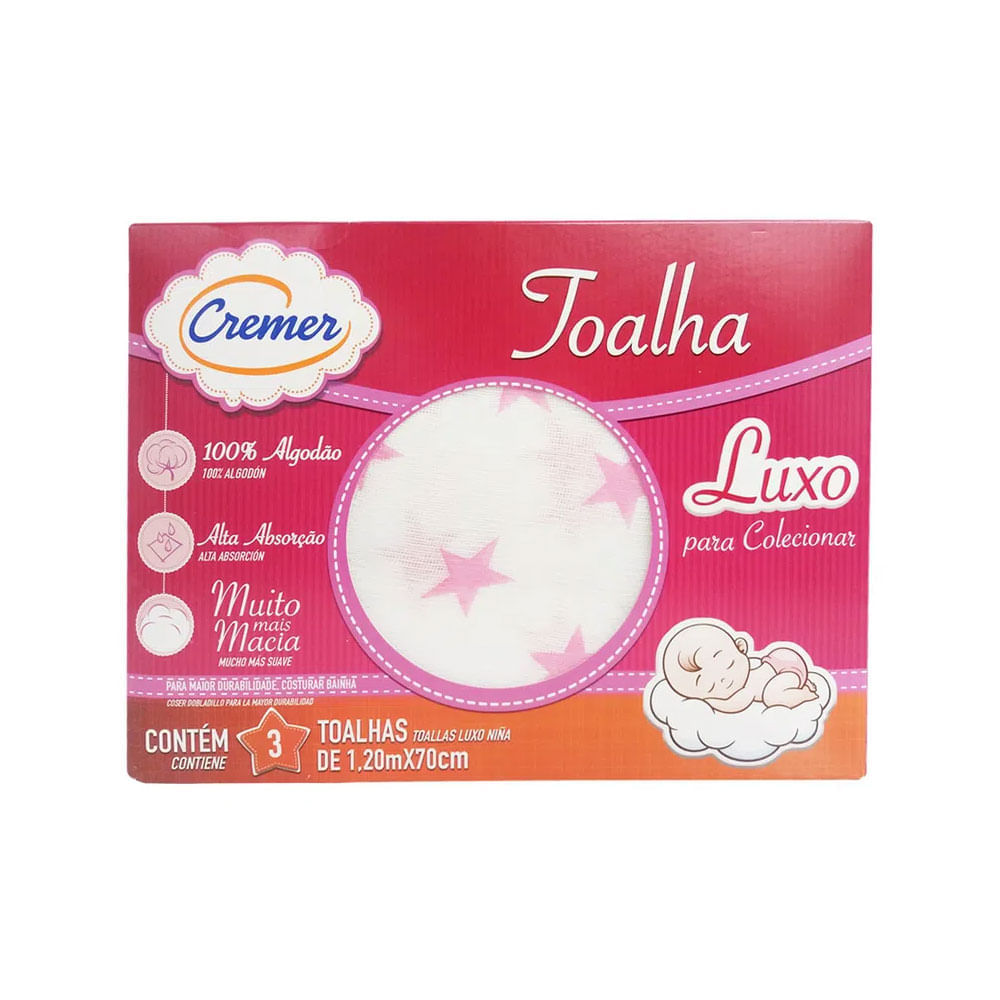 Encontraproduto.com.br - Toalha Cremer Luxo Estampa Feminina 3 Unidades
