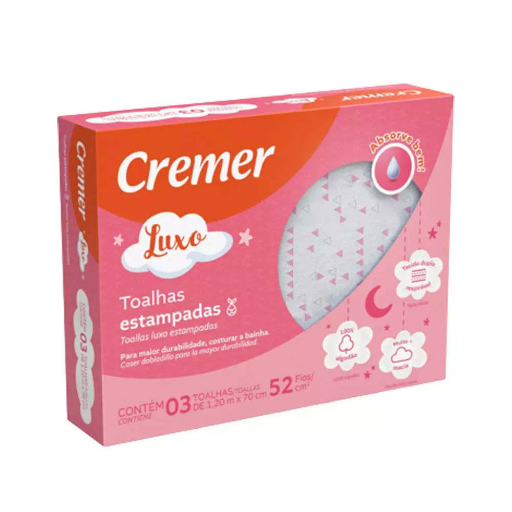 Encontraproduto.com.br - Toalha Cremer Luxo Estampa Feminina 3 Unidades
