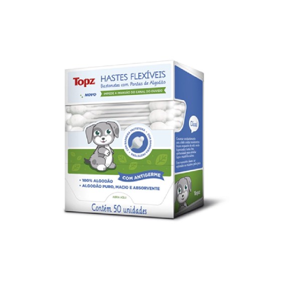 Encontraproduto.com.br - Cotonetes Topz Baby Hastes Flexíveis com 50 Unidades